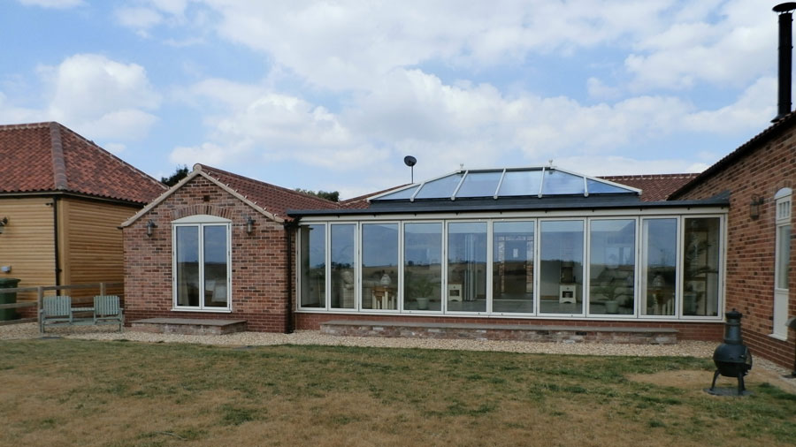 Summerhouse Roof Lantern and Closed Bi-Folding Doors